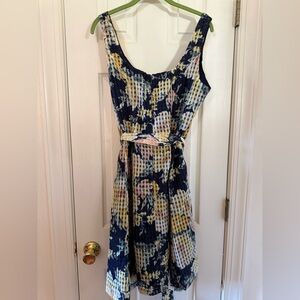 Anne Klein Navy Floral Midi Dress